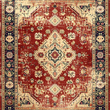 Ultra Soft Area Rug, Non Slip, Stain Resistant, Washable Area Rugs for Living Room, Bedroom, Rustic Tribal Floral Arrangement(Red)