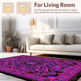 Ultra Soft Area Rug, Non Slip, Stain Resistant, Washable Area Rugs for Living Room, Bedroom, Mesmerizing Multicolor Ethereal Design(Pink)