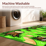 Ultra Soft Area Rug, Non Slip, Stain Resistant, Washable Area Rugs for Living Room, Bedroom, Playful Camping Adventure Scene(Green)