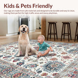 Ultra Soft Area Rug, Non Slip, Stain Resistant, Washable Area Rugs for Living Room, Bedroom, Minimalist Floral Silver Palette(White)