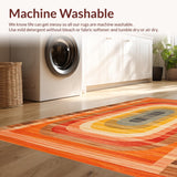 Ultra Soft Area Rug, Non Slip, Stain Resistant, Washable Area Rugs for Living Room, Bedroom, Eclectic Rainbow Abstract Design(Orange)