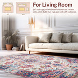 Ultra Soft Area Rug, Non Slip, Stain Resistant, Washable Area Rugs for Living Room, Bedroom, Luxurious Colorful Diamond Design(White)