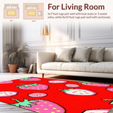 Ultra Soft Area Rug, Non Slip, Stain Resistant, Washable Area Rugs for Living Room, Bedroom, Eclectic Colorful Fruit Fusion(Red)