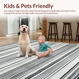 Ultra Soft Area Rug, Non Slip, Stain Resistant, Washable Area Rugs for Living Room, Bedroom, KaHouen Chic Striped Pattern Rug for Front Door and Deck Area(Black)