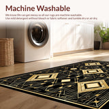 Ultra Soft Area Rug, Non Slip, Stain Resistant, Washable Area Rugs for Living Room, Bedroom, Contemporary Gold Linear Harmony(Gold)