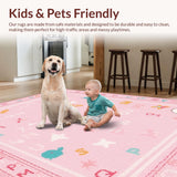 Ultra Soft Area Rug, Non Slip, Stain Resistant, Washable Area Rugs for Living Room, Bedroom, Creative Cheerful Typographic Visualization(Pink)