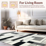 Ultra Soft Area Rug, Non Slip, Stain Resistant, Washable Area Rugs for Living Room, Bedroom, Reversible Black and White Striped Rug for Outdoor Entrance Decor(Gray)