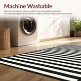 Ultra Soft Area Rug, Non Slip, Stain Resistant, Washable Area Rugs for Living Room, Bedroom, Contemporary Black White Striped Rug:  Indoor/Outdoor Design(Black)