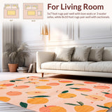 Ultra Soft Area Rug, Non Slip, Stain Resistant, Washable Area Rugs for Living Room, Bedroom, Charming Coral Fruit Motif Delight(Pink)