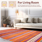 Ultra Soft Area Rug, Non Slip, Stain Resistant, Washable Area Rugs for Living Room, Bedroom, Playful Natural Fiber Aesthetic(Orange)
