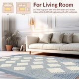 Ultra Soft Area Rug, Non Slip, Stain Resistant, Washable Area Rugs for Living Room, Bedroom, Whimsical Curved Linear Theme(Blue)