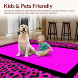 Ultra Soft Area Rug, Non Slip, Stain Resistant, Washable Area Rugs for Living Room, Bedroom, Stylish Colorful Cheetah Print(Pink)