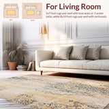 Ultra Soft Area Rug, Non Slip, Stain Resistant, Washable Area Rugs for Living Room, Bedroom, Chic Vintage Area Distressed Farmhouse Design(Beige)