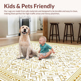 Ultra Soft Area Rug, Non Slip, Stain Resistant, Washable Area Rugs for Living Room, Bedroom, Contemporary Soft Tiled Composition(White)
