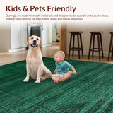 Ultra Soft Area Rug, Non Slip, Stain Resistant, Washable Area Rugs for Living Room, Bedroom, Lush Tropical Print Design(Green)