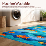 Ultra Soft Area Rug, Non Slip, Stain Resistant, Washable Area Rugs for Living Room, Bedroom, Colorful Marine Life Pattern(Orange)