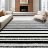 Ultra Soft Area Rug, Non Slip, Stain Resistant, Washable Area Rugs for Living Room, Bedroom, Bold Stripe Entryway Area Rug Black and White Patterned(Black)