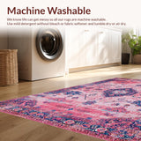 Ultra Soft Area Rug, Non Slip, Stain Resistant, Washable Area Rugs for Living Room, Bedroom, Soft Earth Tone Trellis Artwork(Pink)