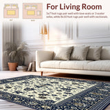 Ultra Soft Area Rug, Non Slip, Stain Resistant, Washable Area Rugs for Living Room, Bedroom, Waterproof Runner with Abstract Floral Design(Blue)