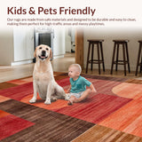 Ultra Soft Area Rug, Non Slip, Stain Resistant, Washable Area Rugs for Living Room, Bedroom, Vibrant Modern Artistic Expression(Red)