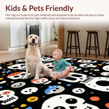 Ultra Soft Area Rug, Non Slip, Stain Resistant, Washable Area Rugs for Living Room, Bedroom, Playful Black and White Design(Black)