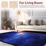 Ultra Soft Area Rug, Non Slip, Stain Resistant, Washable Area Rugs for Living Room, Bedroom, Vivid Nebula Patterned Masterpiece(Blue)