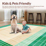 Beige Green Geometric Intersect Durable Feel Easy Clean(Beige)