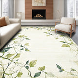 Artistic Distressed Area with Ornate Botanical Design(Beige)