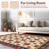 Ultra Soft Area Rug, Non Slip, Stain Resistant, Washable Area Rugs for Living Room, Bedroom, Vibrant Transitional Floral Motif(Red)
