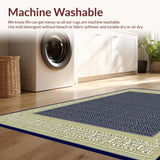 Ultra Soft Area Rug, Non Slip, Stain Resistant, Washable Area Rugs for Living Room, Bedroom, Waterproof Runner with Geometric Trellis(Blue)