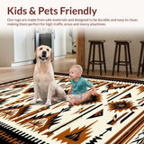 Ultra Soft Area Rug, Non Slip, Stain Resistant, Washable Area Rugs for Living Room, Bedroom, Warm Beige Tiled Composition(Brown)