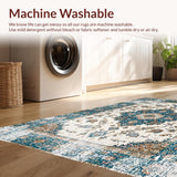 Ultra Soft Area Rug, Non Slip, Stain Resistant, Washable Area Rugs for Living Room, Bedroom, Trendy Soft Earthy Tiled Arrangement(White)