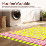 Ultra Soft Area Rug, Non Slip, Stain Resistant, Washable Area Rugs for Living Room, Bedroom, Chic Floral Design Area Grippers Infused with Modern Flair(Yellow)