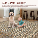 Ultra Soft Area Rug, Non Slip, Stain Resistant, Washable Area Rugs for Living Room, Bedroom, Geometric Shag with Safari Animal Prints(Beige)
