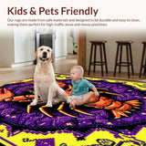 Ultra Soft Area Rug, Non Slip, Stain Resistant, Washable Area Rugs for Living Room, Bedroom, Artistic Lobster Embellished Scene(Purple)