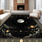 Ultra Soft Area Rug, Non Slip, Stain Resistant, Washable Area Rugs for Living Room, Bedroom, Dark Romantic Celestial Motif(Black)