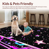 Ultra Soft Area Rug, Non Slip, Stain Resistant, Washable Area Rugs for Living Room, Bedroom, Charming Dreamy Celestial Theme(Black)