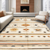 Ultra Soft Area Rug, Non Slip, Stain Resistant, Washable Area Rugs for Living Room, Bedroom, Contemporary Abstract Linear Design(Beige)