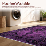 Ultra Soft Area Rug, Non Slip, Stain Resistant, Washable Area Rugs for Living Room, Bedroom, Vintage Ethnic Geometric Arrangement(Purple)