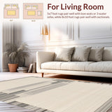Ultra Soft Area Rug, Non Slip, Stain Resistant, Washable Area Rugs for Living Room, Bedroom, Serene Classic Tassel Embellishment(Beige)