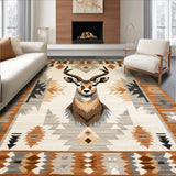 Ultra Soft Area Rug, Non Slip, Stain Resistant, Washable Area Rugs for Living Room, Bedroom, Modern Neutral Graphic Elements(Beige)