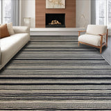 Ultra Soft Area Rug, Non Slip, Stain Resistant, Washable Area Rugs for Living Room, Bedroom, Chic Linear Patterned Art Piece(Black)