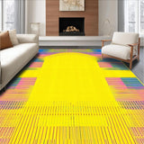 Ultra Soft Area Rug, Non Slip, Stain Resistant, Washable Area Rugs for Living Room, Bedroom, Bright Playful Linear Visuals(Yellow)
