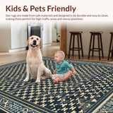 Ultra Soft Area Rug, Non Slip, Stain Resistant, Washable Area Rugs for Living Room, Bedroom, Trendy Neutral Toned Diamond Pattern(Blue)