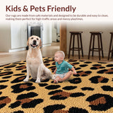 Ultra Soft Area Rug, Non Slip, Stain Resistant, Washable Area Rugs for Living Room, Bedroom, Exotic Leopard Print Living Room Non-Slip Rug(Beige)