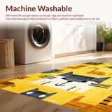 Ultra Soft Area Rug, Non Slip, Stain Resistant, Washable Area Rugs for Living Room, Bedroom, Charming Cartoon Cat Aesthetic(Yellow)