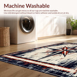 Ultra Soft Area Rug, Non Slip, Stain Resistant, Washable Area Rugs for Living Room, Bedroom, Harbor Master Nautical Star Indoor Transitional Area Rug for Deck(Brown)