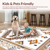 Ultra Soft Area Rug, Non Slip, Stain Resistant, Washable Area Rugs for Living Room, Bedroom, Chic Modern Ethnic Pattern(White)