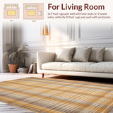 Ultra Soft Area Rug, Non Slip, Stain Resistant, Washable Area Rugs for Living Room, Bedroom, Inviting Subtle Textural Design(Gold)