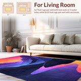 Ultra Soft Area Rug, Non Slip, Stain Resistant, Washable Area Rugs for Living Room, Bedroom, Elegant Fluid Artistic Composition(Purple)